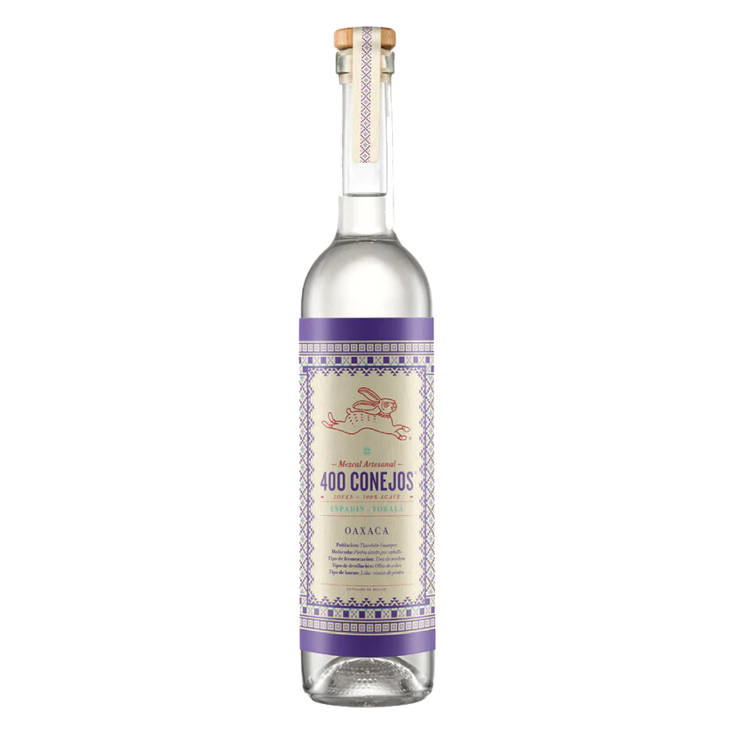 MEZCAL 400 CONEJOS JOVEN ESPADIN TOBALA 750 ML