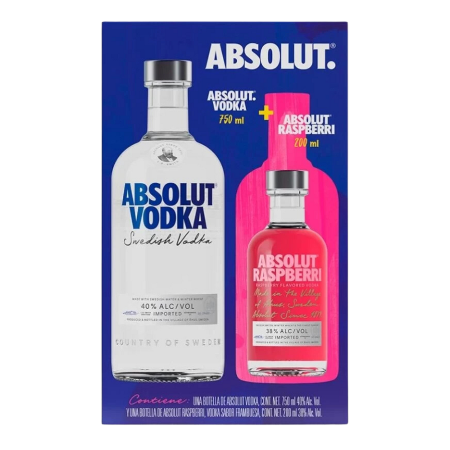 ABSOLUT AZUL 750 ML + ABS RASPBERRY 200 ML